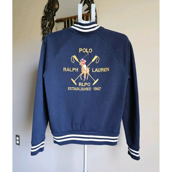 Polo Ralph Lauren Varsity Jacket Embroidered Crest Equestrian Big Pony Mens S - Picture 1 of 7